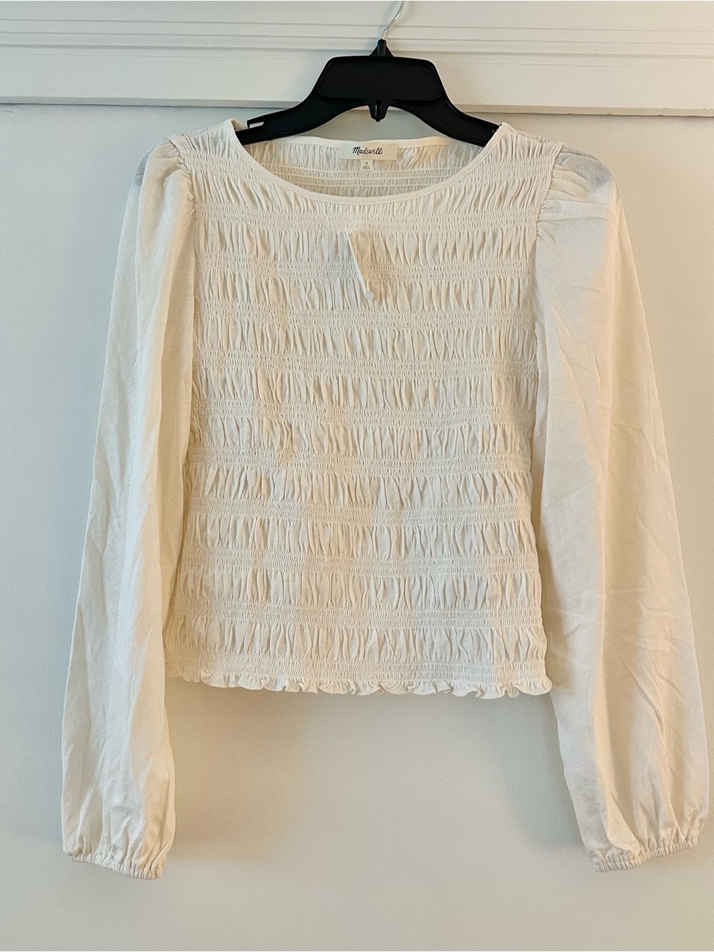 NWT Madewell Smocked Boatneck Top